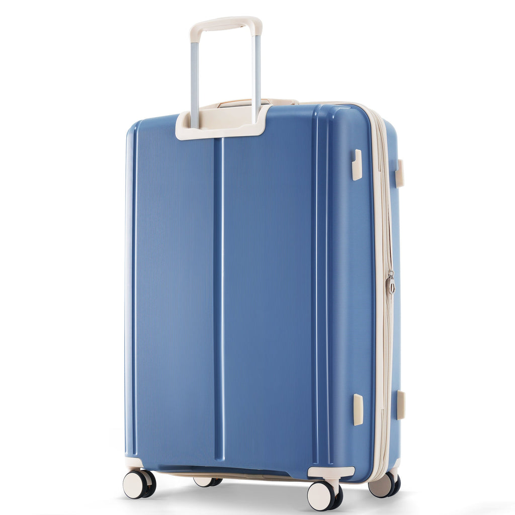 Luggage Sets 3 Piece Suitcase Set 20/24/28 with USB Port,Carry on Luggage Airline Approved,PP Lightweight Suitcase with Spinner Wheels, Blue and Ivory - Top Travels