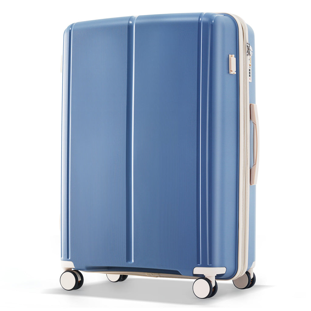 Luggage Sets 3 Piece Suitcase Set 20/24/28 with USB Port,Carry on Luggage Airline Approved,PP Lightweight Suitcase with Spinner Wheels, Blue and Ivory - Top Travels