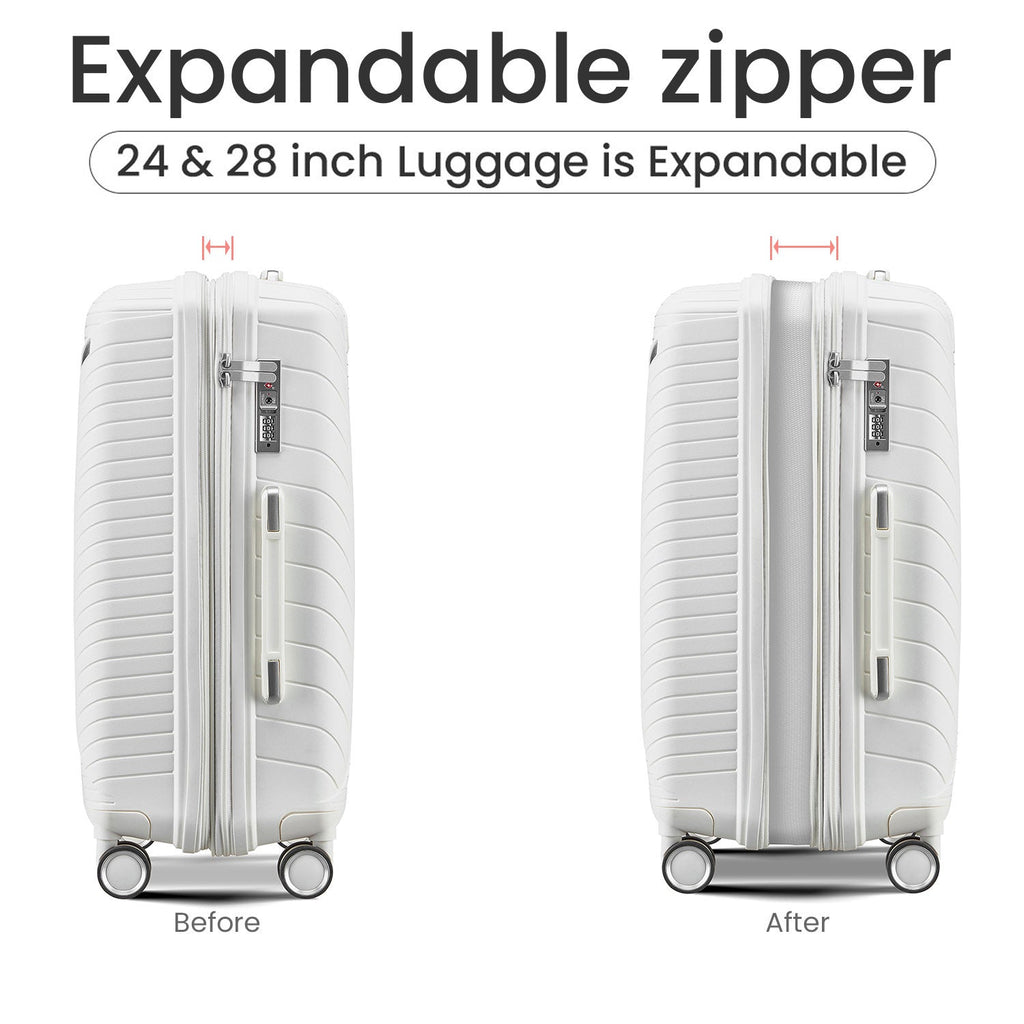 Luggage Sets 4 Piece(14/20/24/28), Expandable Lightweight Suitcase with 4 Double 360 Degrees Mute Spinner Wheels PP Materials Durable TSA Lock Travel Luggage - Top Travels