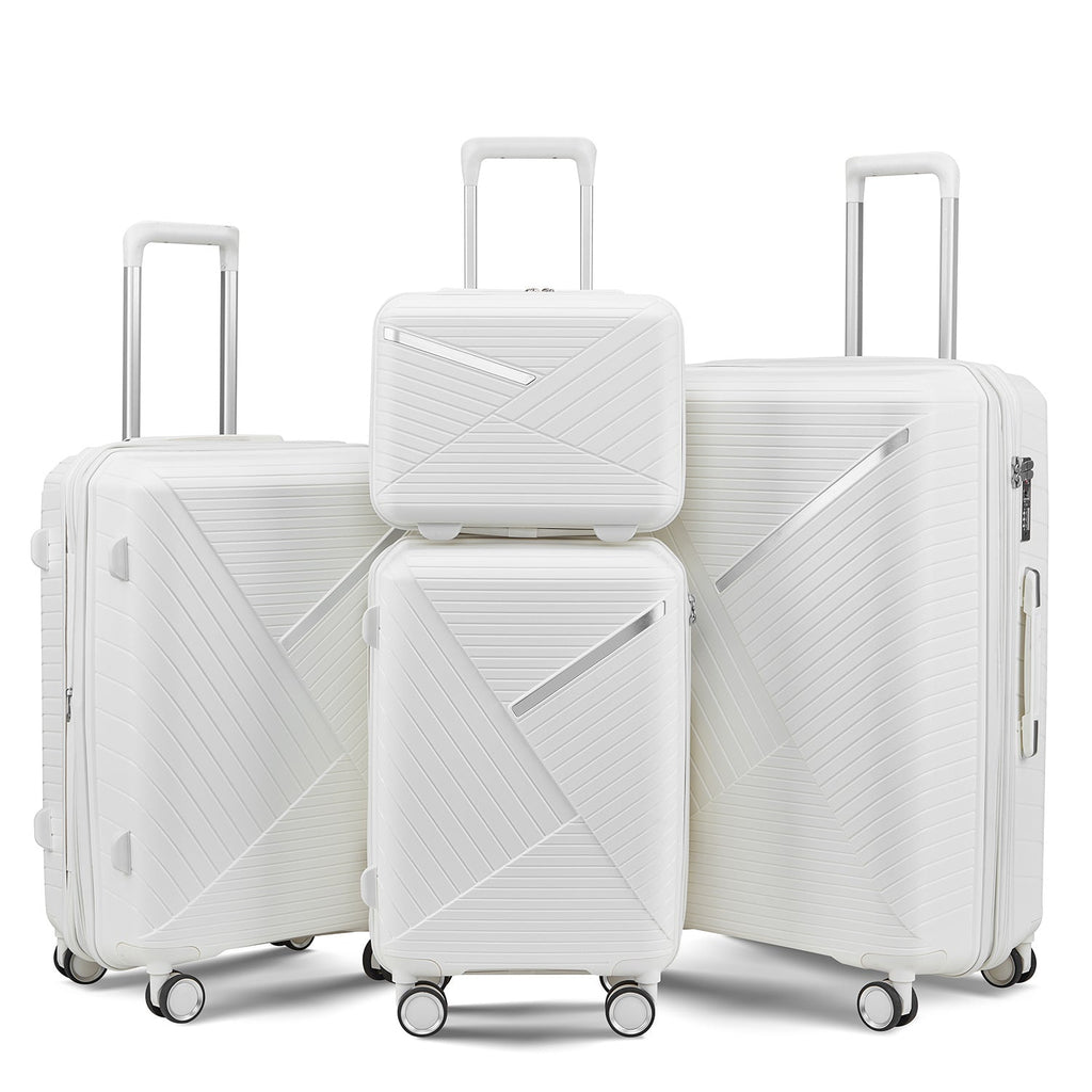 Luggage Sets 4 Piece(14/20/24/28), Expandable Lightweight Suitcase with 4 Double 360 Degrees Mute Spinner Wheels PP Materials Durable TSA Lock Travel Luggage - Top Travels