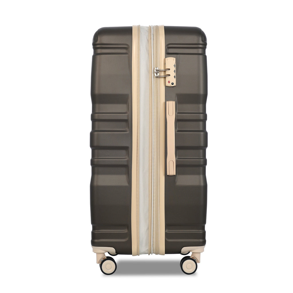 Luggage Sets New Model Expandable ABS Hardshell 3pcs Clearance Luggage Hardside Lightweight Durable Suitcase sets Spinner Wheels Suitcase with TSA Lock 20''24''28''(brown) - Top Travels