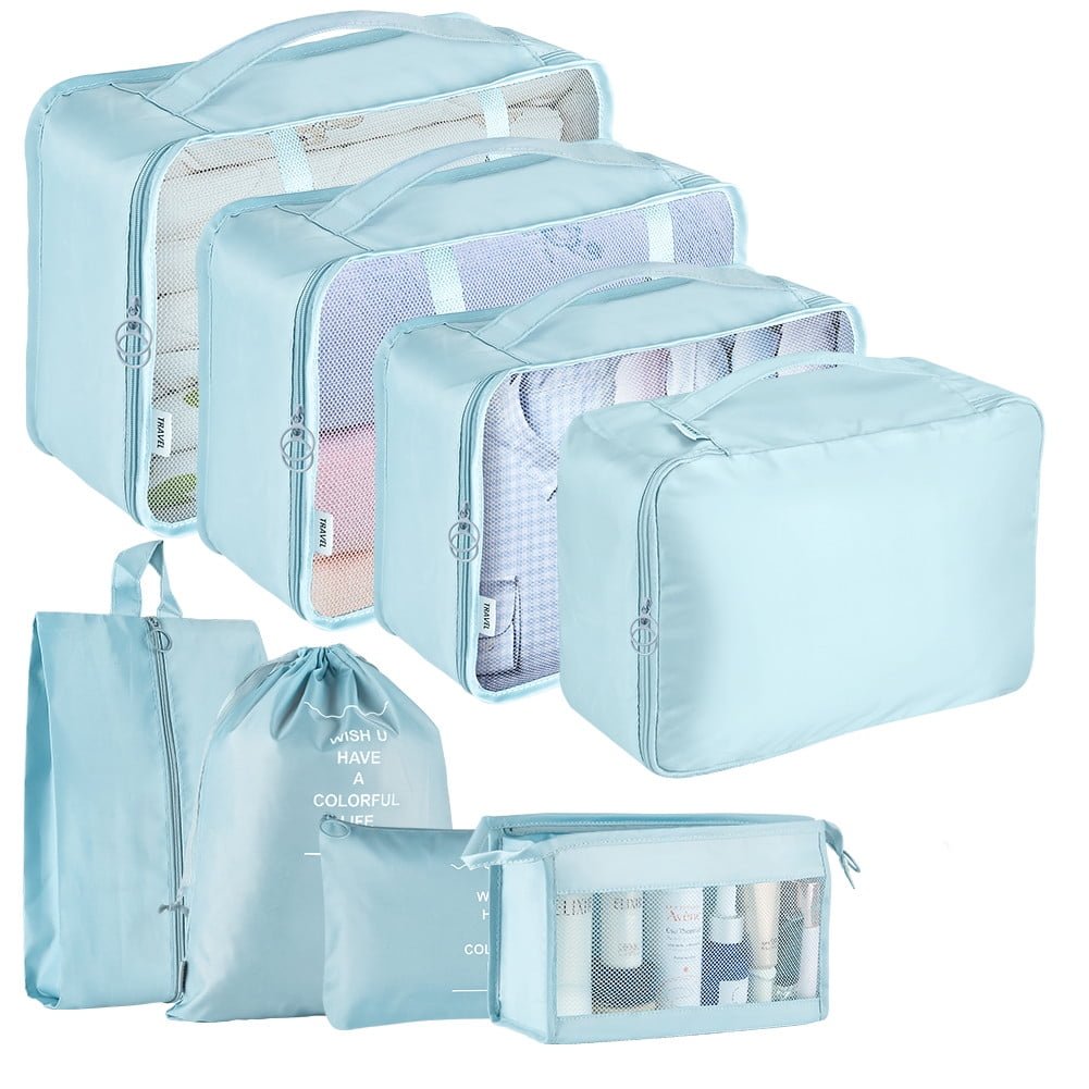 Packing Cubes for Travel, 8Pcs Travel Cubes Set Foldable Suitcase Organizer Lightweight Luggage Storage Bag, Black - Top Travels
