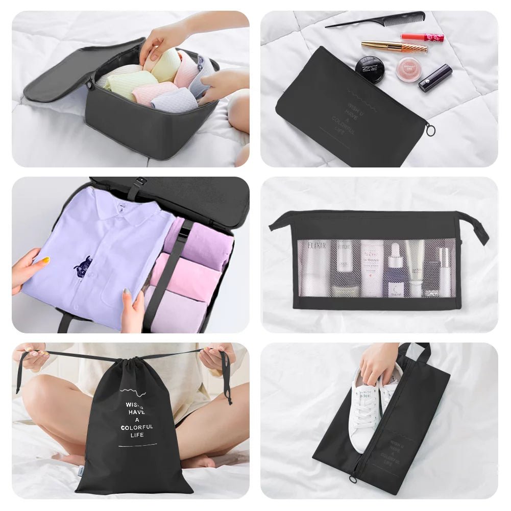 Packing Cubes for Travel, 8Pcs Travel Cubes Set Foldable Suitcase Organizer Lightweight Luggage Storage Bag, Black - Top Travels