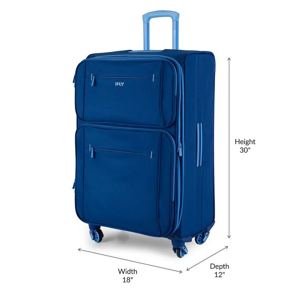 Softside Accent 3 Piece Set 4 - Wheel Spinner, 20" Carry - On, 24" Checked Luggage and 28" Checked Luggage, Navy/Light Blue - Top Travels