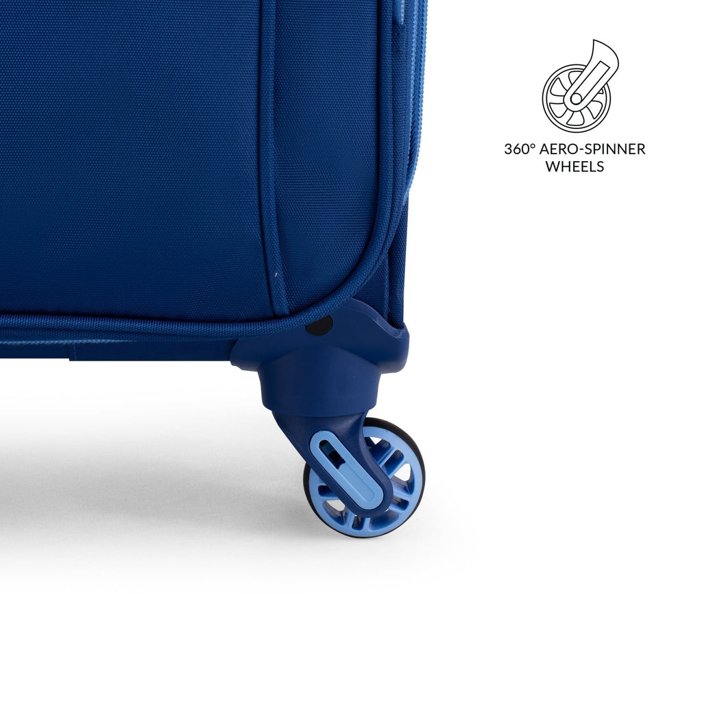Softside Accent 3 Piece Set 4 - Wheel Spinner, 20" Carry - On, 24" Checked Luggage and 28" Checked Luggage, Navy/Light Blue - Top Travels