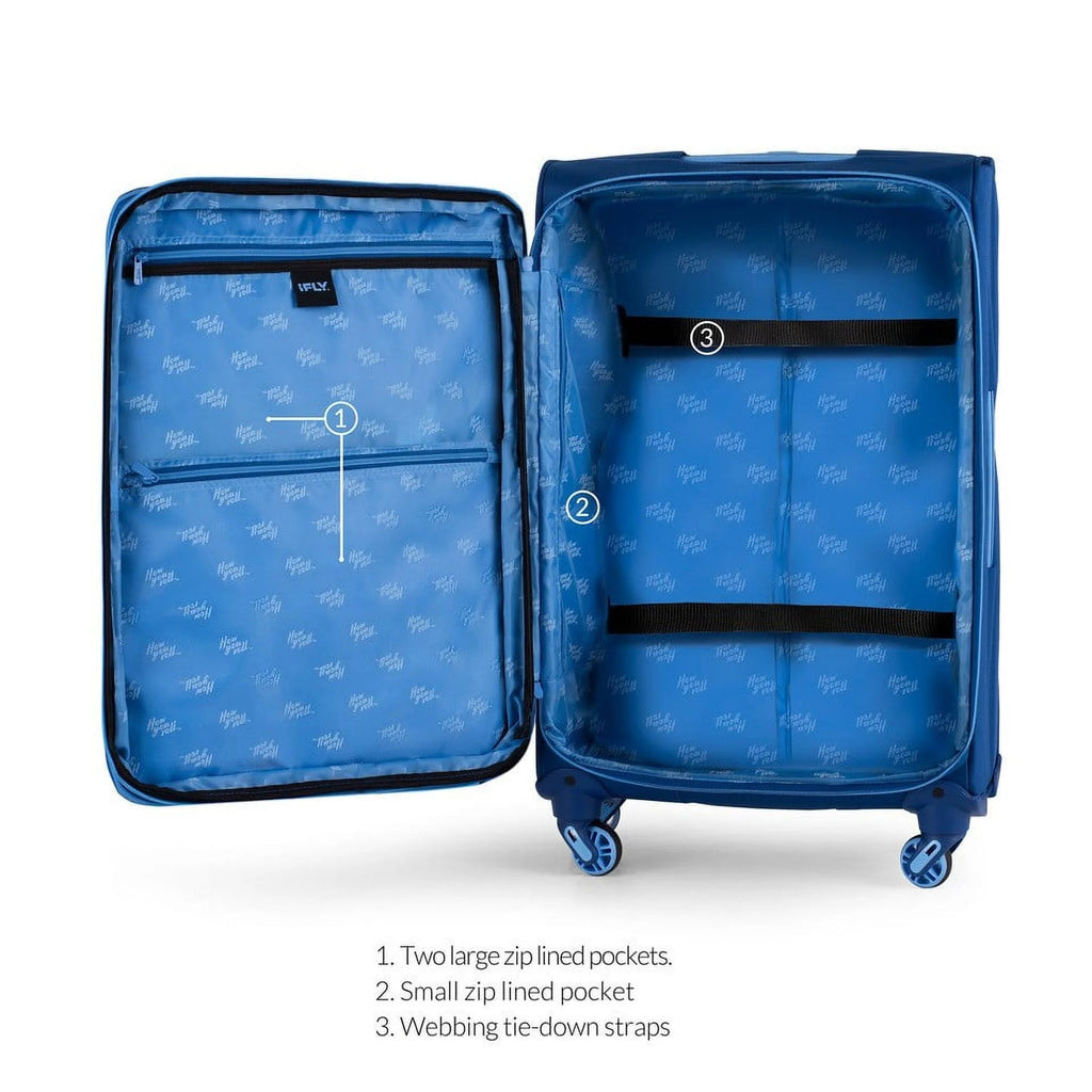 Softside Accent 3 Piece Set 4 - Wheel Spinner, 20" Carry - On, 24" Checked Luggage and 28" Checked Luggage, Navy/Light Blue - Top Travels