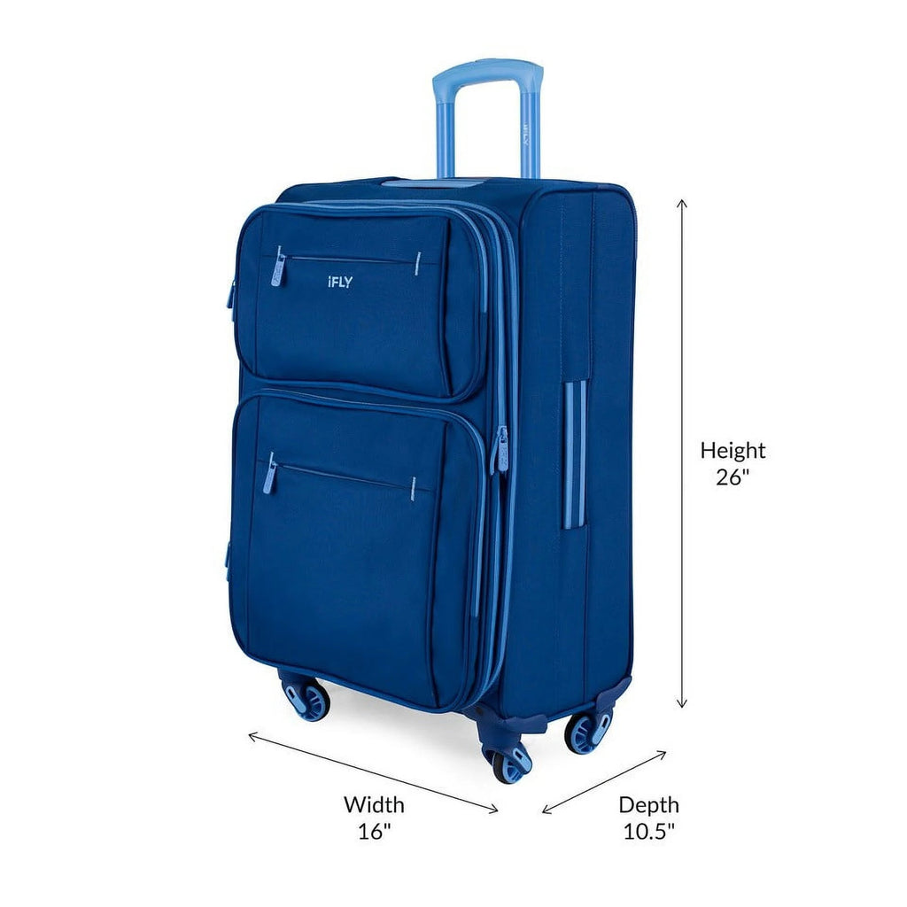 Softside Accent 3 Piece Set 4 - Wheel Spinner, 20" Carry - On, 24" Checked Luggage and 28" Checked Luggage, Navy/Light Blue - Top Travels